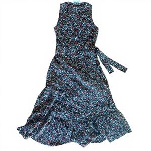 A.L.C. Renata Floral Wrap Midi Dress Black Red Silk Sample XS S